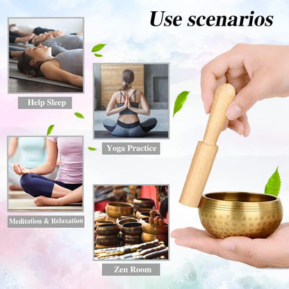 Chakra Healing Singing Bowl Set – 3-Inch Tibetan Sound Bowl with Cushion & Wooden Mallet for Meditation and Self-Regulation