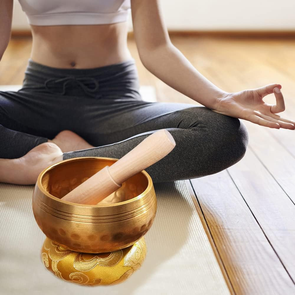 Chakra Healing Singing Bowl Set – 3-Inch Tibetan Sound Bowl with Cushion & Wooden Mallet for Meditation and Self-Regulation