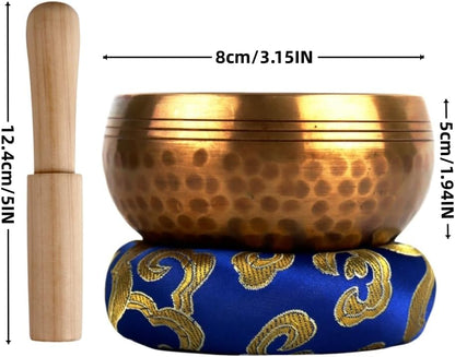 3.15" Authentic Tibetan Singing Bowl Set – Ideal for Meditation, Yoga, Chakra Balancing, and Sound Healing