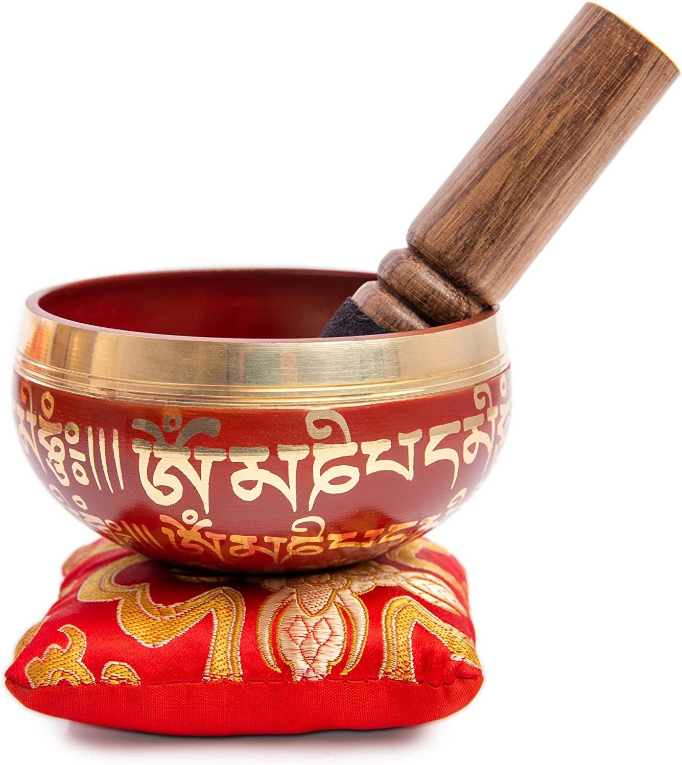 Beginner-Friendly Tibetan Singing Bowl Set – 7 Chakra Healing, Meditation & Mindfulness Tool – Handcrafted Authentic Gift (Crimson)