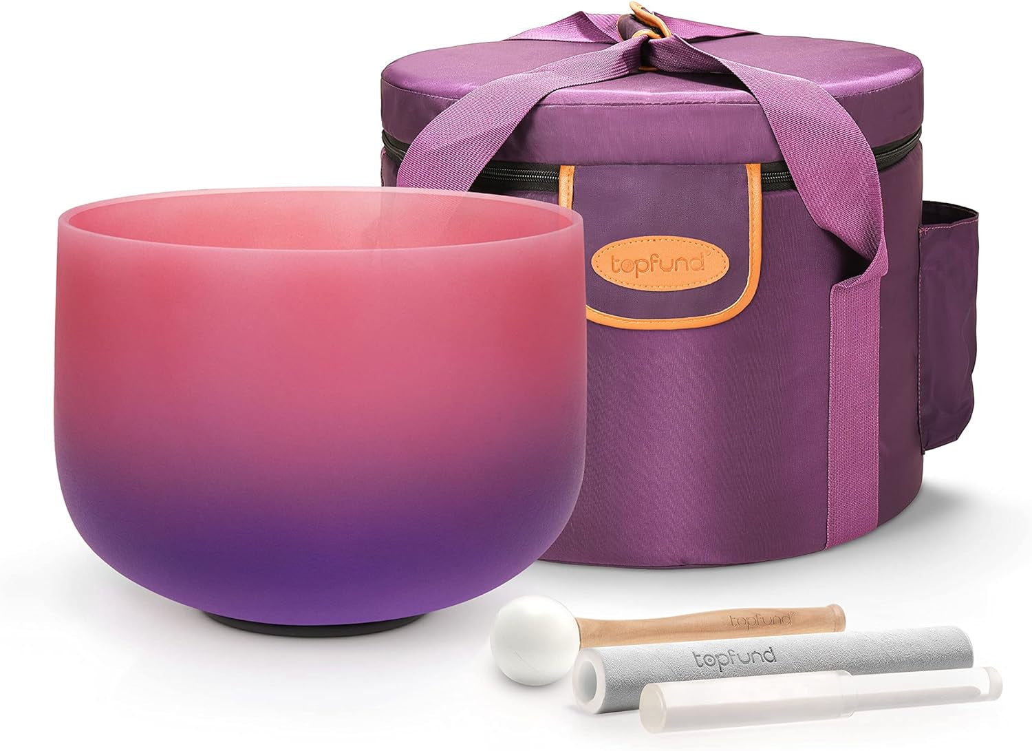 Pink Purple F Note Crystal Singing Bowl 10 Inch Heart Chakra with Heavy Duty Carrying Case and Suede Mallet