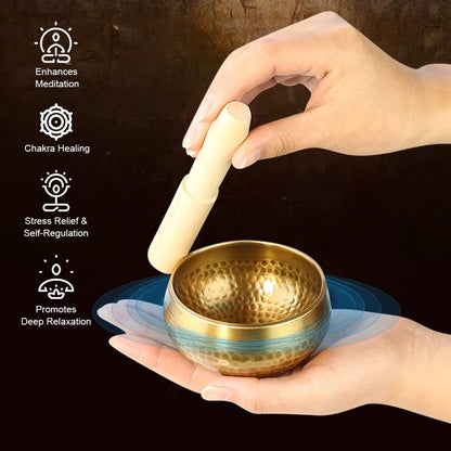 Chakra Healing Singing Bowl Set – 3-Inch Tibetan Sound Bowl with Cushion & Wooden Mallet for Meditation and Self-Regulation